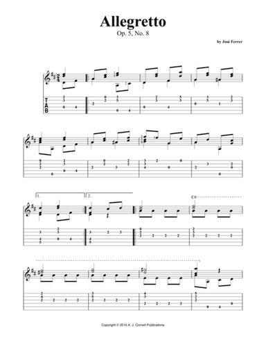 Allegretto, Op. 5, No. 8 (arr. A. J. Cornell Publications)
