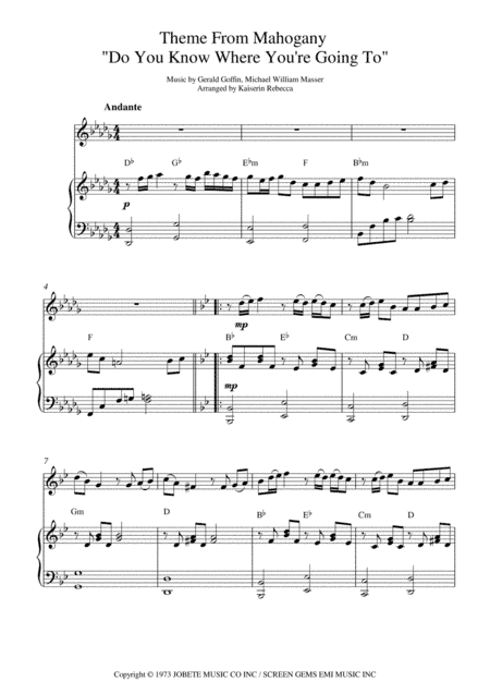 Do You Know Where You're Going To? (arr. Kaiserin Rebecca)