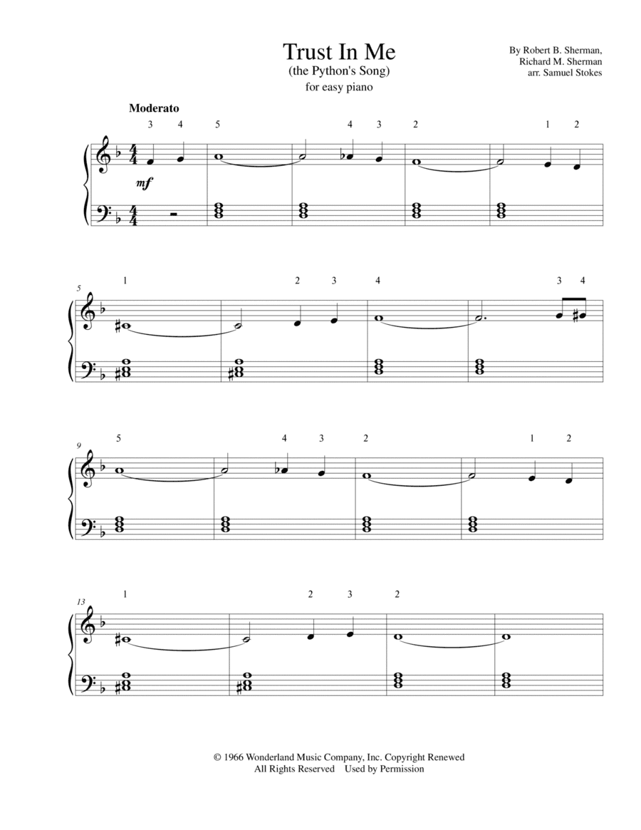 Trust In Me (the Python's Song) (arr. Samuel Stokes)