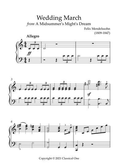Mendelssohn - Wedding March(With Note name) (arr. MPS)
