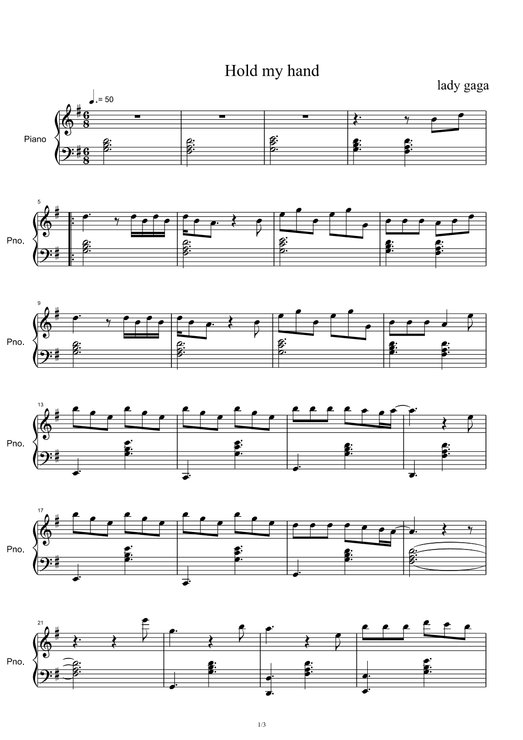 Hold My Hand (arr. Lady Gaga)