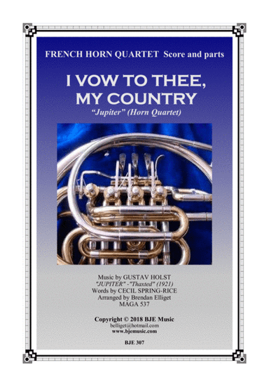 I Vow To Thee My Country - Horn Quartet  Score and Parts PDF (arr. Brendan Elliget MAGA 537)