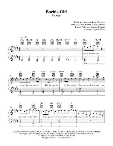 Barbie Girl (arr. Javin Tham)