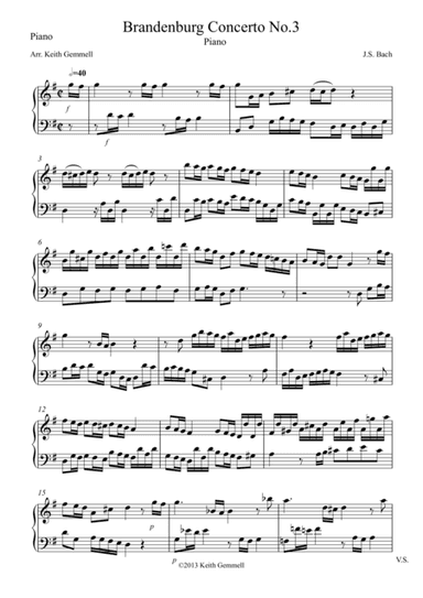 Brandenburg Concerto No. 3: Piano (arr. Keith Gemmell)