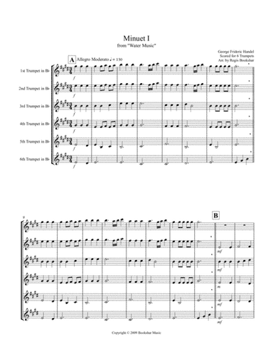 Minuet I (from "Water Music") (Trumpet Sextet) (arr. Regis Bookshar)