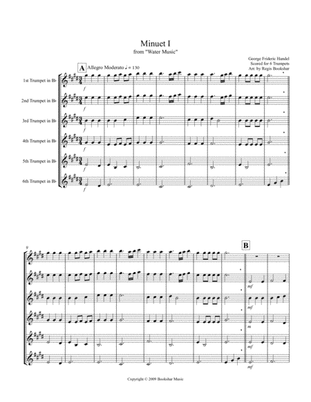 Minuet I (from "Water Music") (Trumpet Sextet) (arr. Regis Bookshar)