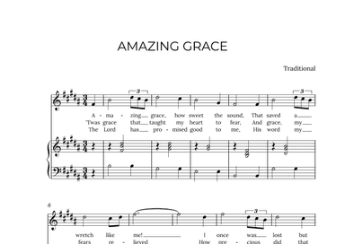 AMAZING GRACE - for piano and soprano in B major (arr. Alex Nunes Rodrigues)