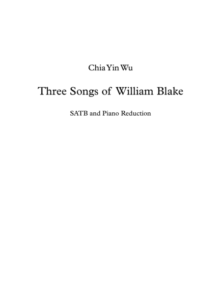 Three Songs of William Blake (Piano reduction)