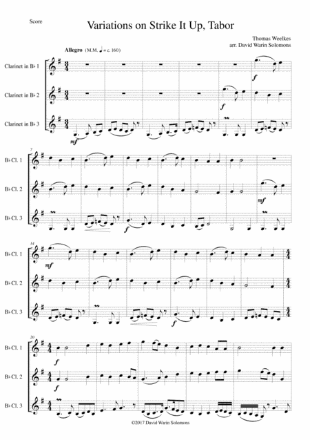 Variations on Strike it up Tabor for clarinet trio (arr. David Warin Solomons)