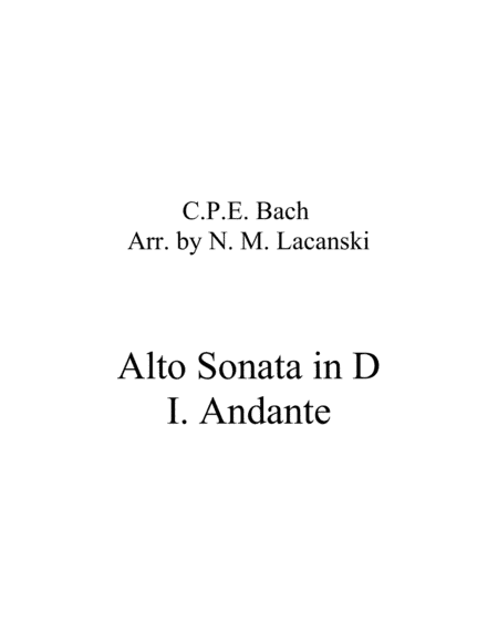 Sonata in D for Alto and String Quartet I. Andante (arr. Nick Lacanski)