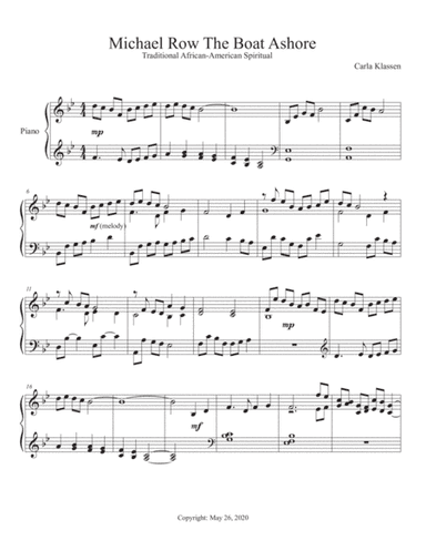 Michael Row The Boat Ashore (arr. Carla Klassen)
