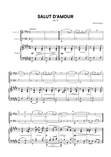 Edward Elgar - Salut d'Amour for Trumpet in Bb, Trombone and Piano (arr. Cadenza Editions)
