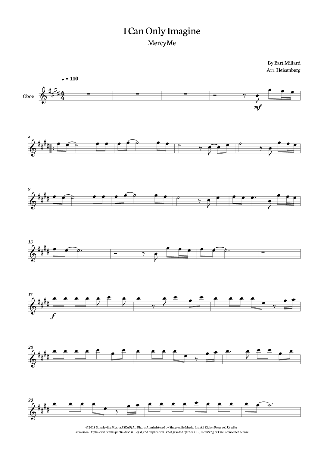 I Can Only Imagine (arr. Heisenberg)