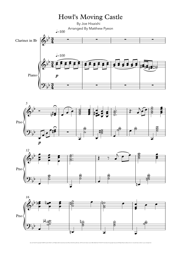 Howl's Moving Castle (arr. Matthew pyeon)