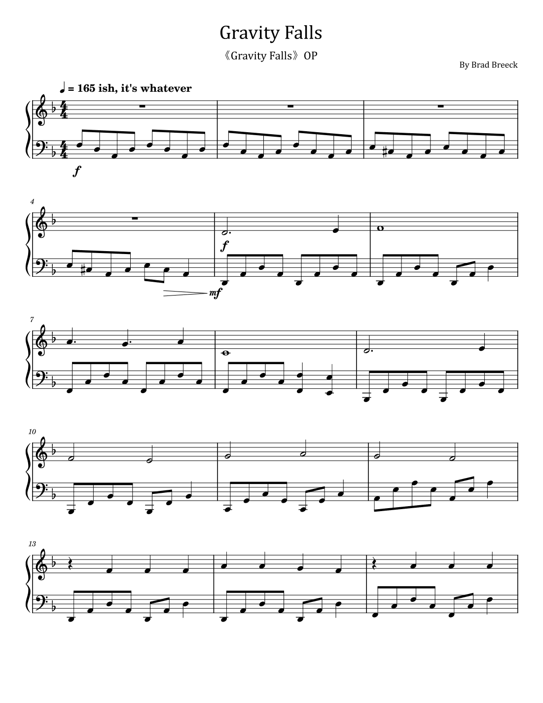 Gravity Falls (main Theme) (arr. poon)