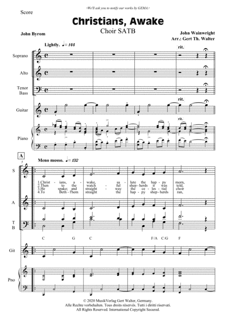 Christians, Awake, Salute The Happy Morn (arr. Gert Th. Walter)