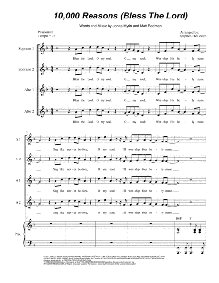 10,000 Reasons (Bless The Lord) (arr. Stephen DeCesare)