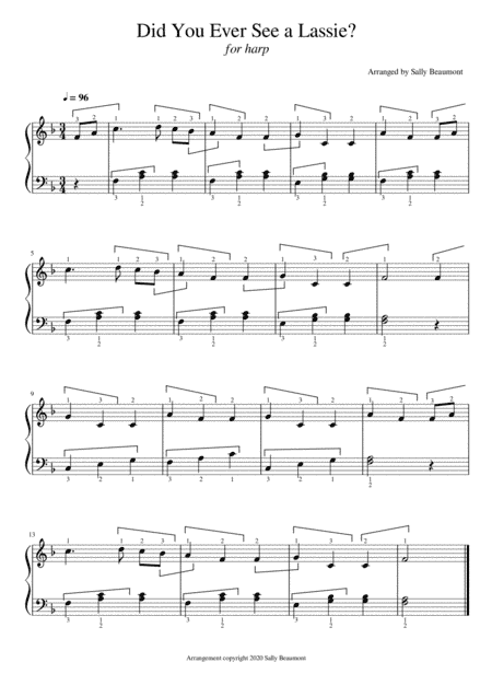 Did You Ever See a Lassie? - Children's Song for Easy Harp (arr. Sally Beaumont)