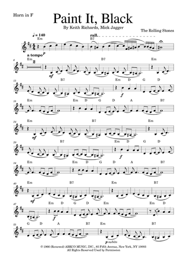 Paint It, Black (arr. Golden Skull Editions)