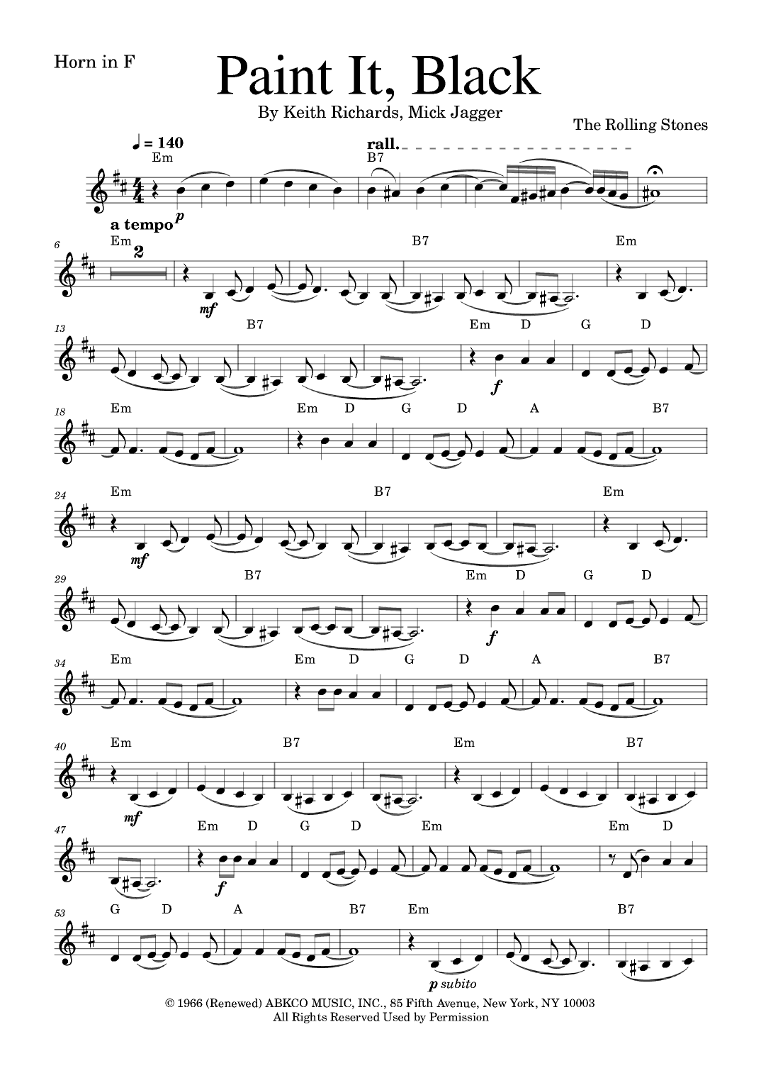 Paint It, Black (arr. Golden Skull Editions)