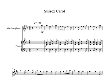 Sussex Carol (Alto Sax + Piano) (arr. Digital Book Music)