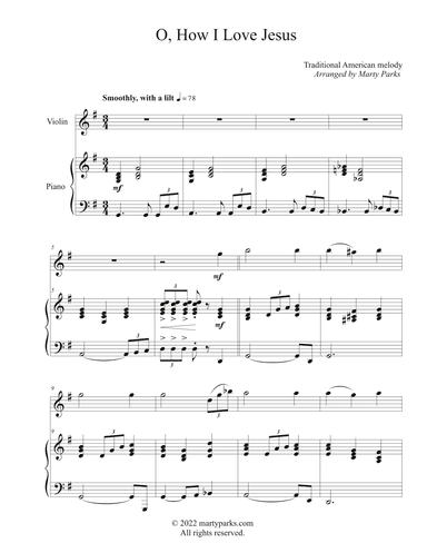 O, How I Love Jesus (Violin-Piano) (arr. Marty Parks)