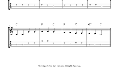 Twinkle Twinkle Little Star - For Ukulele (C Major - with TAB and Chords) (arr. Yuri Noronha)