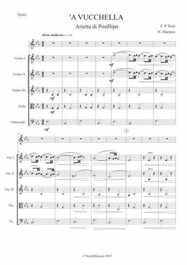 Tosti - 'A Vucchella - Full Score (arr. Nicola Marasco)