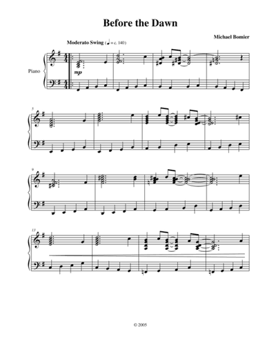 Before the Dawn, a Jazz piano solo from Modern Solos