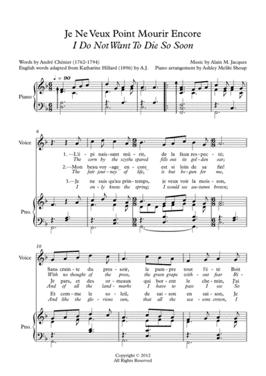 Je ne veux point mourir encore (A. Chénier)