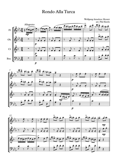 Rondo Alla Turca - Wind Quartet (arr. Phil Rawle)