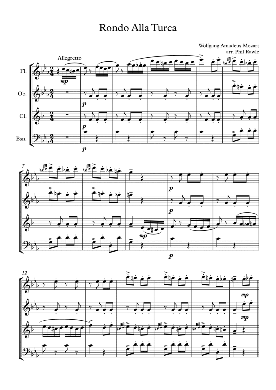 Rondo Alla Turca - Wind Quartet (arr. Phil Rawle)