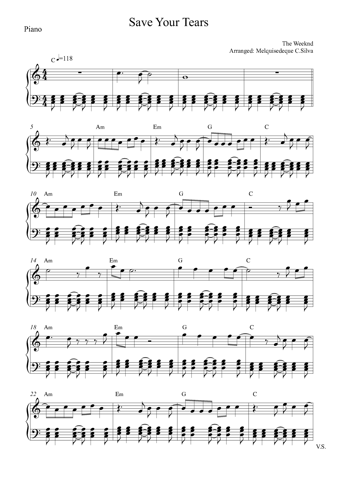 Save Your Tears (arr. Melquisedeque C.Silva)