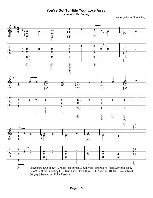 You've Got To Hide Your Love Away (arr. Steven King)