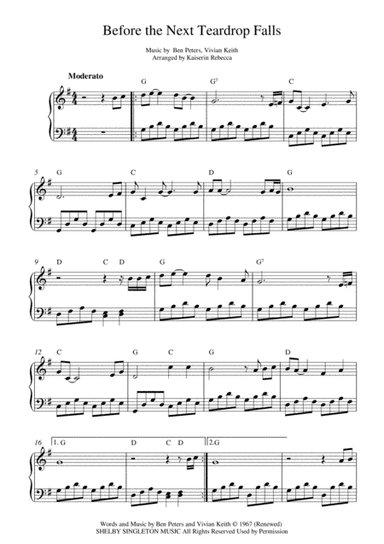 Before The Next Teardrop Falls (arr. Kaiserin Rebecca)