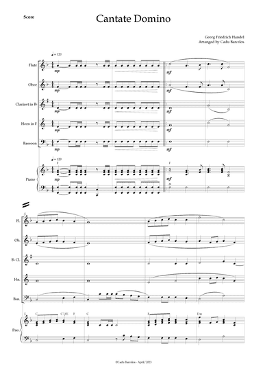 Cantate Domino - Handel (Woodwind Quintet) Piano and chords (arr. Cadu Barcelos)