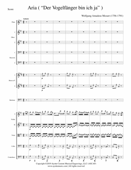 Aria "Der Vogelfänger bin ich ja" from The Magic Flute (arr. Benjamin Ayotte)