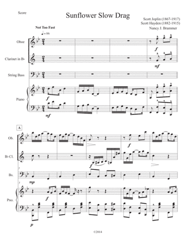 Sunflower Slow Drag for Woodwind Duo and Piano (arr. Nancy J. Brammer)