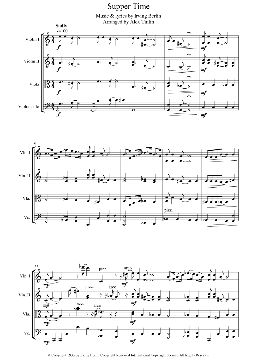 Supper Time (arr. Alex Tinlin)