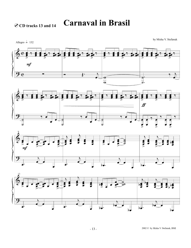 Carnaval in Brazil, easy piano