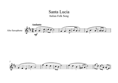 Santa Lucia - Italian Folk Song (Alto Sax) (arr. Digital Book Music)