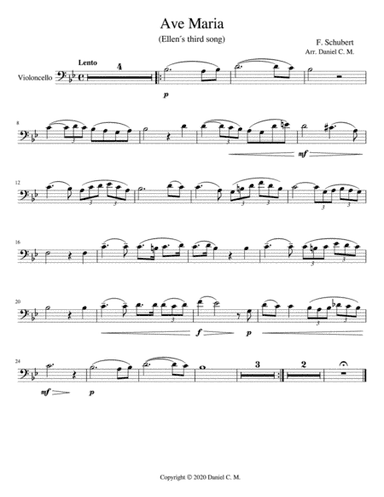 Ave Maria for cello and piano (simplified) (arr. Daniel C. M.)