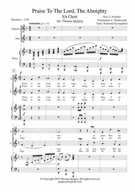 Praise To The Lord, The Almighty (arr. Thomas Quigley)