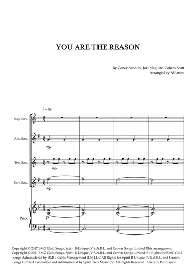 You Are The Reason (arr. Milanov)