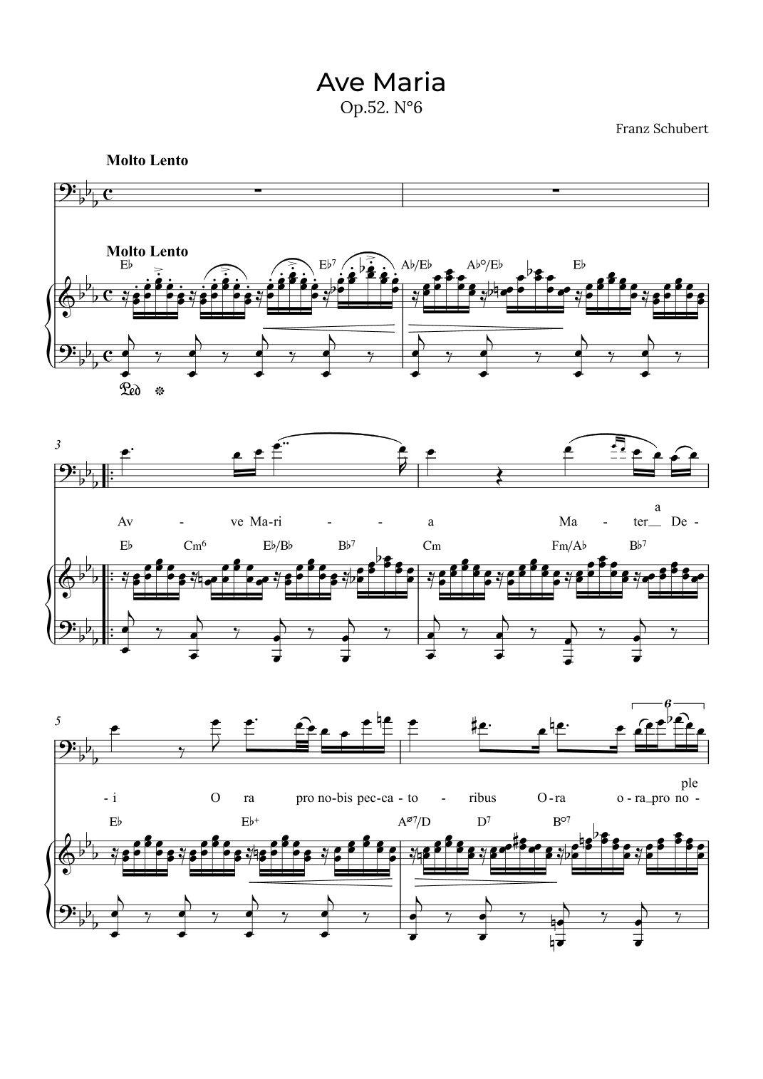 Ave Maria Schubert - Baritone with chords in Eb (arr. Alex Nunes Rodrigues)