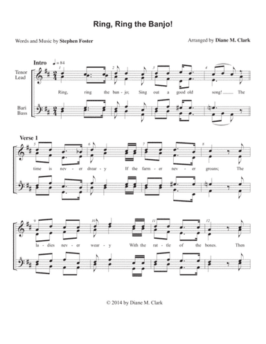 Ring, Ring the Banjo! (QUARTET PRICING) (arr. Diane M. Clark)