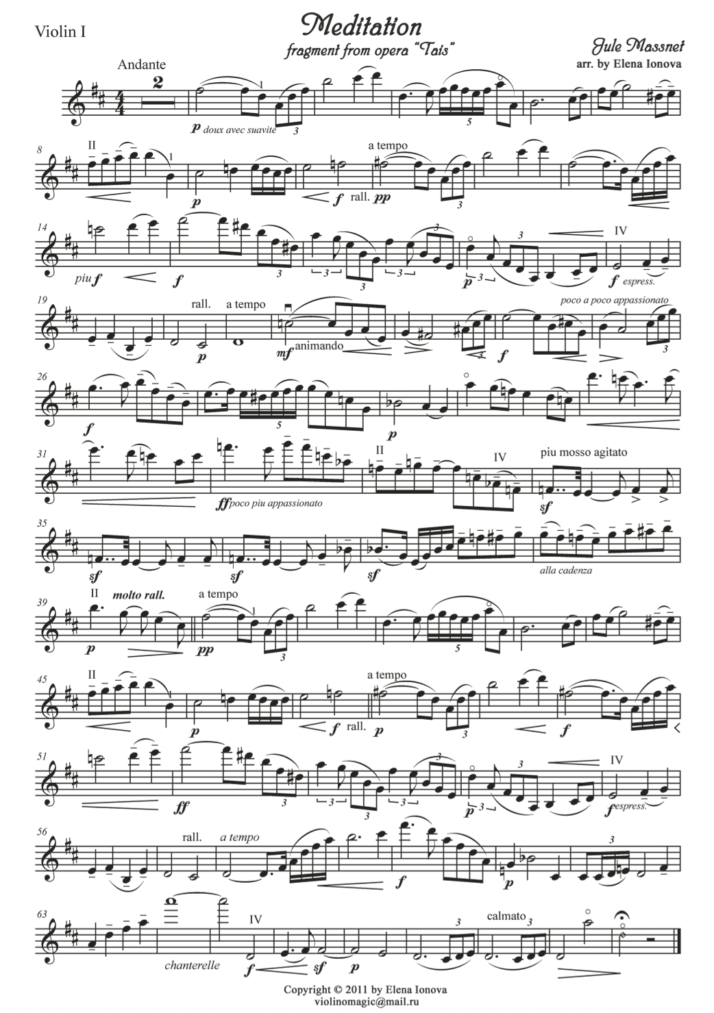 "Méditation" from Opera "Thaïs" (arr. Elena Ionova)