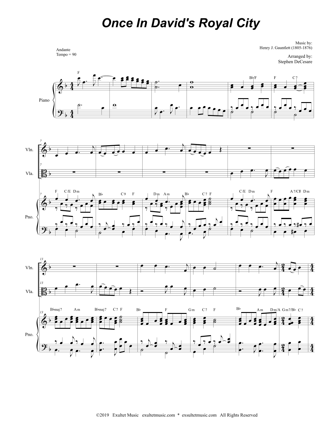 Once In Royal David's City (Duet for Violin and Viola) (arr. Stephen DeCesare)