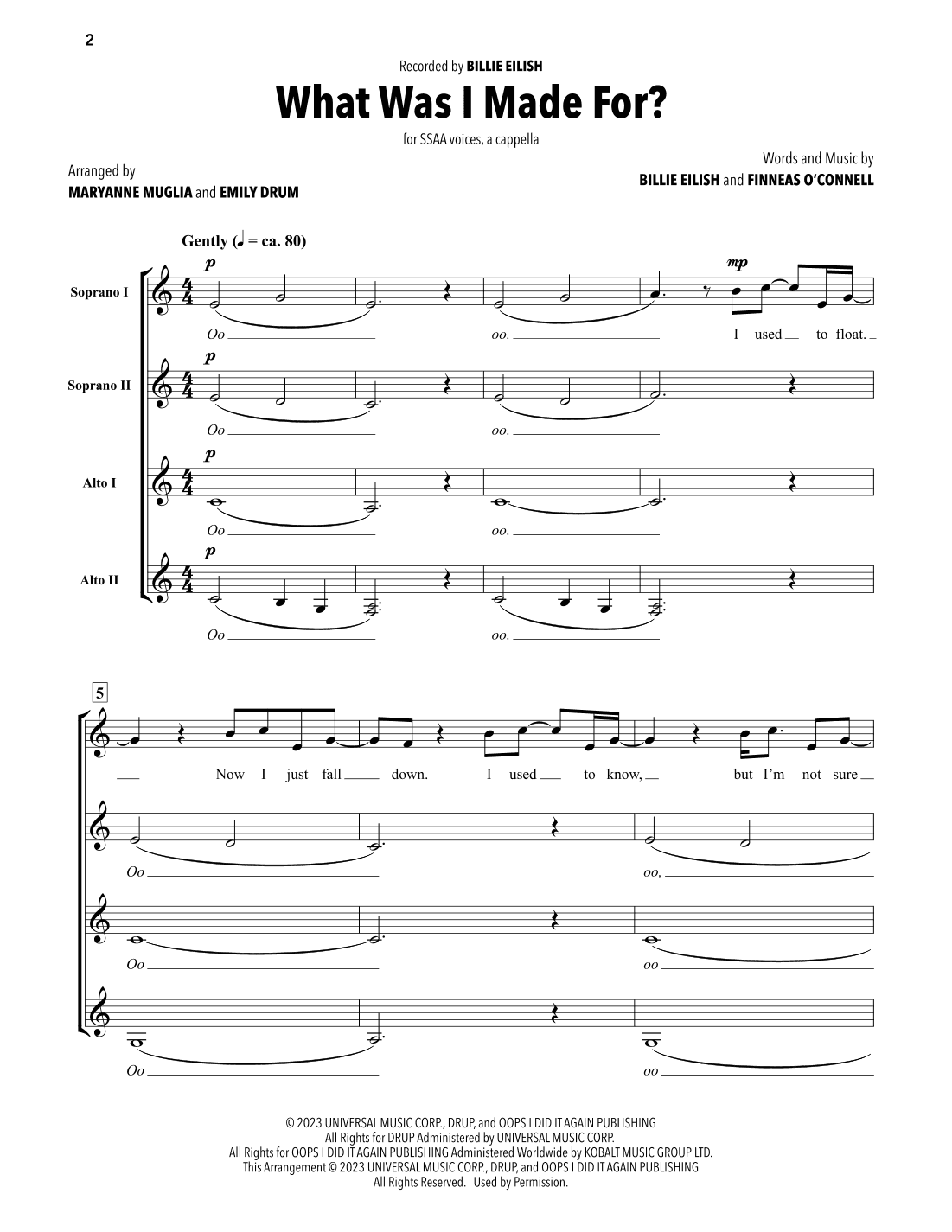 What Was I Made For? (arr. MaryAnne Muglia & Emily Drum)