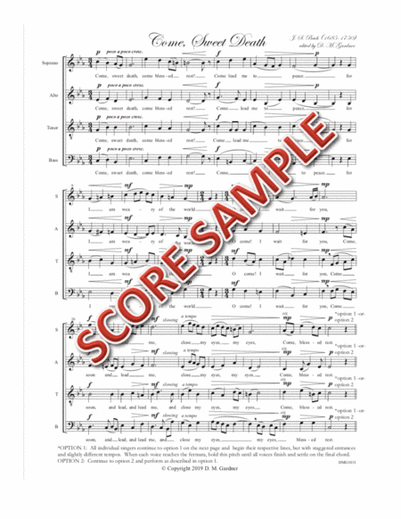 Come, Sweet Death (arr. D. M. Gardner)